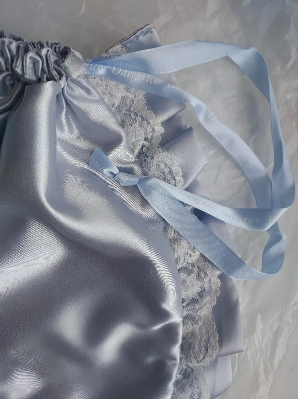 Japan brand grey silver lace Satin Lace cloths cosmetic drawstring bag pouch